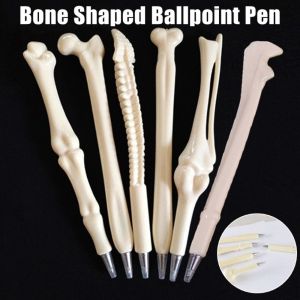 WAPKTY 1/5/6pcs Lifelike Bone Shape Ballpoint Pen Blue/Black Ink Stationery Neutral pen Funny Writing Tool Gift