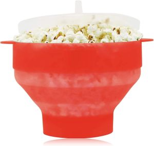 Microwave Popcorn Popper Silicone Maker with Lid and Handles Collapsible Bowl Bpa Free Dishwasher Safe Popper for Home Makers Handles Healthy Hot Air Pop Any Kernel Corn BPA