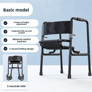 Sturdy Reinforced Rolling Walker for Elderly Quick‑3‑Second Folding Design Foldable Mobility Rollator with Comfortable Padded Seat and Backrest for Seniors Indoor‑Outdoor Walking Aid