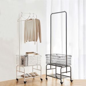 V Home ราวแขวนผ้าพร้อมตะกร้า 3 in 1 และมีล้อเลื่อนสไตล์การต้าน มินิมอล รับน้ำหนักได้ดี มี 2 สีให้เลือก ราคาที่สุด