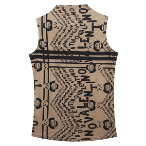 REHIN Womens top Letter print sleeveless high-collar T-shirt slim and thin version women blouse summer new fashion tops