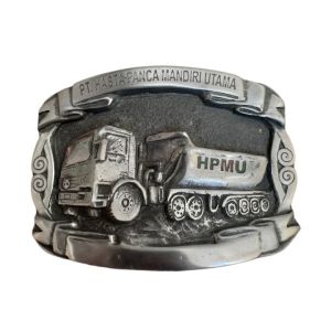 Pewterland Belt Buckle Mining HPMU Kepala Sabuk Tambang Logam Timah Kulit Sapi Asli