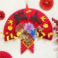 Quạt giấy đỏ kết hoa trang trí Tết 2023, decor treo tường phòng khách, nhà hàng. 