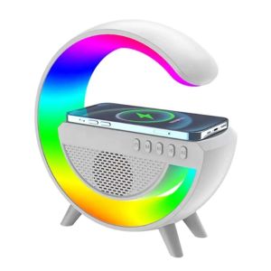 SUMI SHOP Bluetooth Speaker 15W Wireless Charger Smart Speaker LED Atmosphere RGB Light Desk Lamp Night Light BT2301