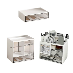 Pen Holders Multifunctional Office Storage Box Desk Organiser with Drawer Makeup Organizer School Supplies