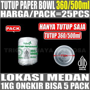 Tutup Paper Bowl Rapat Klop 360ml 500ml / Tutup 650ml 800ml / Inner Tray Sekat bowl 650ml 800ml Per Pack Hanya Tutup Mangkok Kertas Medan