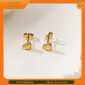 ❣️❣️❣️ 2 Pieces Set Fashion Mini Cute Heart-shaped Pendant Necklace Earrings For Sweet Girl Non-Fading Titanium Steel Choker Ear Studs