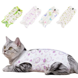Pet Recovery Suit for Cats After Surgeries Protects Abdominal Area from Licking Features Tailored Opening for Male Cats