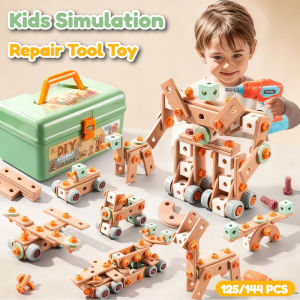 125/144 Pcs Kids Repair Tool Toy Set Simulation DIY Screw Assembly Building Blocks with Storage Box