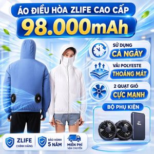 Áo Điều Hoà Cao Cấp Pin 98000mAh Áo Chống Nắng Nam Nữ Có Quạt Gió Điều Hoà Làm Mát Cực Nhanh