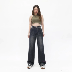 Celana Cutbray Jeans Sobek Ripped Furing Wanita Terbaru HW  - Celana Jeans Wanita Jumbo