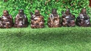 Tượng thần tài thổ địa gỗ mun sọc kt :20/15/13