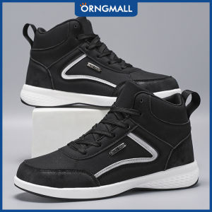 ORNGMALL Mens High-Top Casual Sneakers Classic Retro Street Fashion Casual Minimalist Style All-Season Versatile Sports Shoes Geometric Pattern PU Upper Fabric Lining & Insole Round Toe EVA Sole