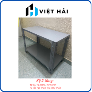 Kệ Sắt V Lỗ 2 Tầng Lắp Ráp: Rộng 40cm X Dài 80cm Lắp ghép đa năng Màu xám – tại Kệ Sắt Việt Hải