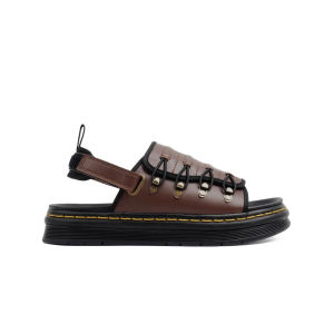 SAOKI - Sandal Kulit Slip On Slop Pria Wanita Traveling Sendal Casual Slide Martin Brown