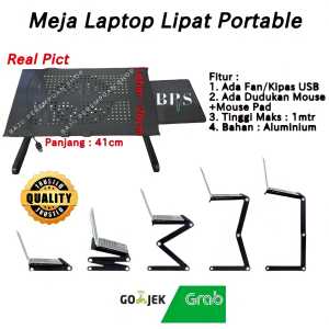 Meja Laptop Portable ada KIPAS/Meja Lipat Laptop Fleksibel Aluminium Serbaguna