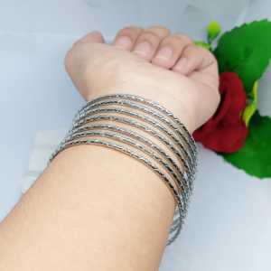 BISA BAYAR DITEMPAT GELANG KERONCONG DEWASA TITANIUM UKIR SET 7 PERHIASAN  WANITA KOREA TRENDY