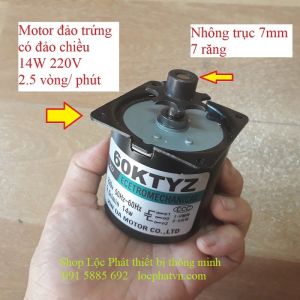 Motor giảm tốc ấp trứng đảo chiều 14W 2.5 vòng kèm nhông MT14W-N7R