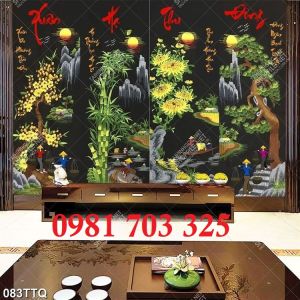 Tranh gạch sang trọng tứ quý