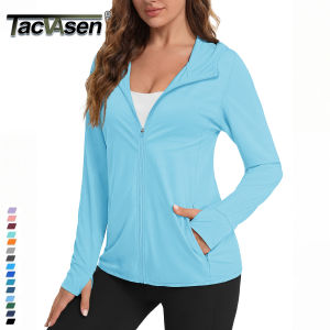 TACVASEN Summer Sun Protection Hoodies Womens Long Sleeve Casual Shirts UPF 50+ Sun Block Full Zip T-shirts With Zipper Pockets2026