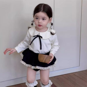 Girls Collared Doll Shirt Set 2026 Autumn Korean-style childrens clothing baby clothes autumn two-piece set for children