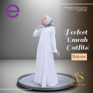 BAJU GAMIS HAJI UMROH ABAYA ETHICA ISHAMI 17 WHITE / DRESS GAMIS PUTIH DAILY OUTFIT WANITA DEWASA & REMAJA