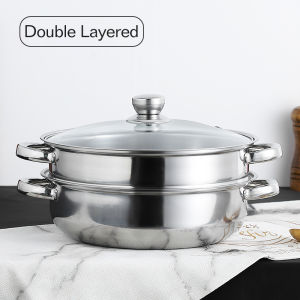 Dreepor 28CM Stainless Steel Two-Layer Double Soup Steamed Dual-Purpose Pot Multi-Function Steamed Pot Hot Pot Cooking Gifts