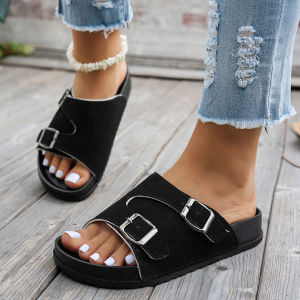 [Free Shipping] Stylish Retro WomenS Sandals Perfect For Summer Wear Casual And Chic With A Buckle Design And A Thick Sole Ideal For Beach Outings