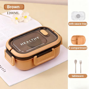 Keranixy Large Capacity Student Lunch Box Double Layer Bento With Utensils Leakproof Food Container Portable