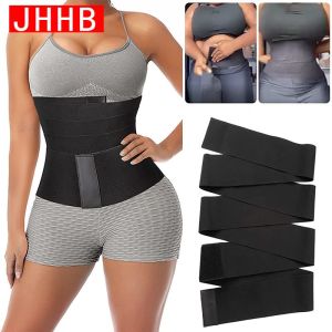 JHHB ด่วนเขึงผ้าพันแผลห่อผู้หญิงลดไขมันหน้าท้องเข็มขัดที่มองไม่เห็นสายรัดเอวเทรนเนอร์เทปปรับรัดตัว