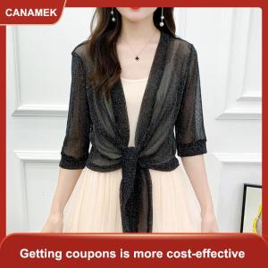 【CANAMEK】 Phong Cách Áo Khoác Cardigan Nửa Tay Áo Phía Trước Ren-up Áo Phụ Nữ Mỏng Kem Chống Nắng Áo Khoác Ngắn