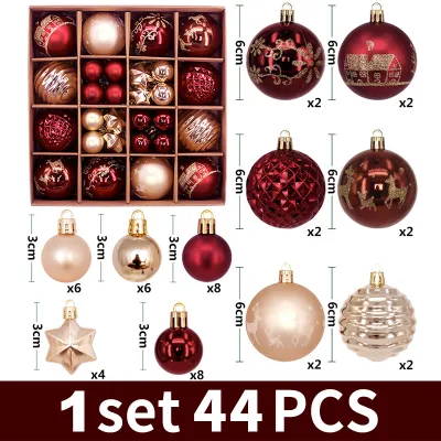 Christmas Ball 44pcs Colorful Christmas Tree Creative Hanging Ball Round Ball Festive Arrangement Decorations