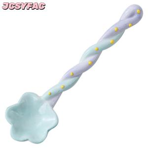 JCSYFAC 1 cái gốm dài xử lý muỗng dễ thương Kem tay sơn tráng miệng muỗng với dài xử lý Bộ đồ ăn nhà bếp phụ kiện