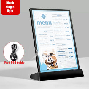 L-Shaped Illuminated Menu Board with Light 3 Modes Menu Board 7 Colors LED Display Board Menu Board Display Board for Menu Led Light Menu Board Menu with Light 320*218mm A4 Size Variable Light / Multi-Light
