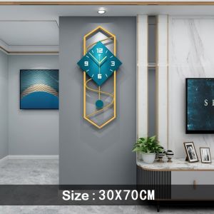 Wall Clock Nordic Luxury Pendulum Wall Clock Silent Quartz Metal Frame with Baked‑Paint Wood Dial for Living Room Home Decor