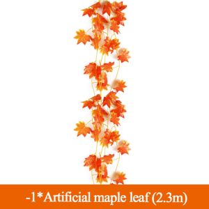2.3m Artificial Maple Leaves Vine Home Decoration Fake Autumn Maple Foliage String Garland Garden Wedding Christmas Plants