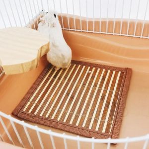 PETPARADIS Bamboo Weaving Rabbit Sleeping Bed Mat Square Pattern Random Hamster Cold Mat Practical Breathable Pet Nest Pad Summer