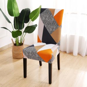 1 Pieces One Piece Stretch Chair Cover for Home Restaurant Banquet Hotel Kitchen Spandex Printed Chair Cover Removable Washable Seat Upholstery