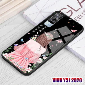 Softcase Glass Kaca Vivo Y51 2020 - Casing Hp Vivo Y51 2020 - J84 - Pelindung hp - Case Handphone - Pelindung Handphone