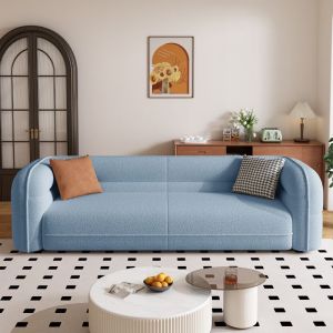 Cream style lamb plush sofa - modern minimalist small living room double seat small sofa