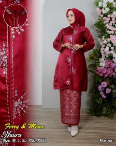 Kebaya Bordir Elegan Bordir Kastanye/Teal/Persik/Burgundy - Baju Kurung Pesta Modern Melayu - S到3XL