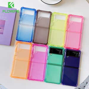 FLOVEME Fluorescent Transparent Phone Case For Samsung Galaxy Z Flip 4 Flip 3 5G Soft TPU Solid Color Shockproof Protective Back Cover For Galaxy Z Flip 4 Flip 3