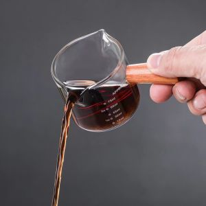 Cốc Thuỷ Tinh Cán Gỗ Đong Cafe Sữa 350-1000ml -Aeneas Shop