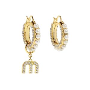 ต่างหูไข่มุกmuฝังเพชรรอบวงสั้นยาวดีไซน์เก๋งานชุบทอง14Kใส่แล้วสวยน่ารัก