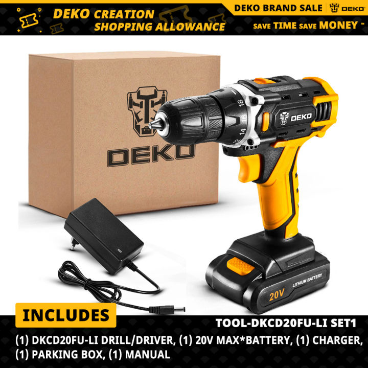 DEKO New Arrival Sharker 20V SET1 Cordless Drill Electric