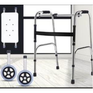 Walkerเครื่องช่วยเดินเครื่องช่วยพยุงตัวพับได้ปรับได้6ระดับวัสดุท่อสแตนเลสปลอดสนิมแข็งแรงทนทาน