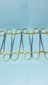 Kẹp kim cán vàng mũi cong 13cm - Kelly cán vàng mũi cong 13cm