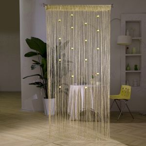 LINSBAYWU Room Divider Rose Flower String Curtain Solid Color Shiny Tassel Window Curtain Retro 12M Door Curtain Home Decor