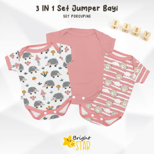 Jumpsuit Bayi Jumper Bayi 3in1 BRIGHT STAR Baju Bayi Perempuan Laki Laki Jumper Bayi Baru Lahir BCS-163 Set Baju Bayi Baby Perempuan Laki Laki Paket Set Baju Bayi Baru Lahir