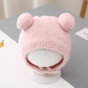 PURETEN Warm Beanie Cap with Ball Windproof Baby Knit Hat Cute Wool Hemming Caps